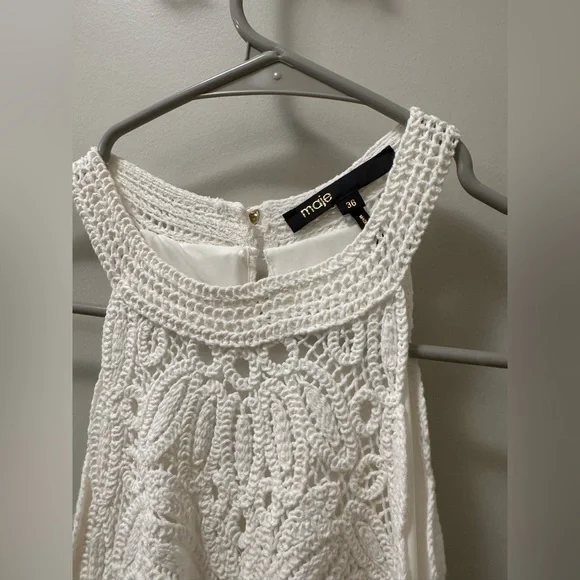 Maje White knit midi dress Lace Halter-Style Maxi Dress - Picture 8 of 11